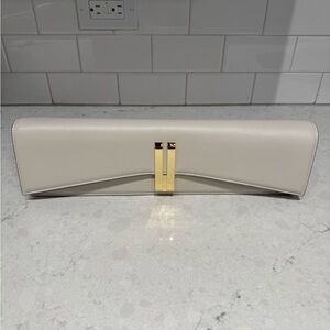 Chic Ivory Clutch with Gold Detailing